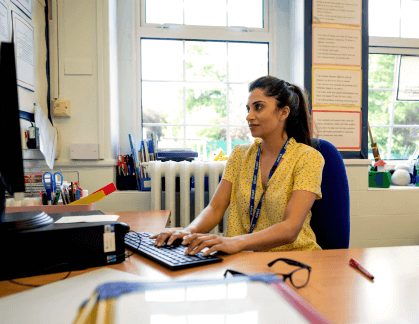 Teacher working in an office