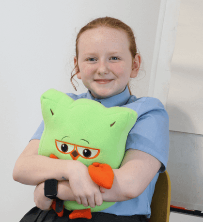 Girl holding a Jigsaw Owl
