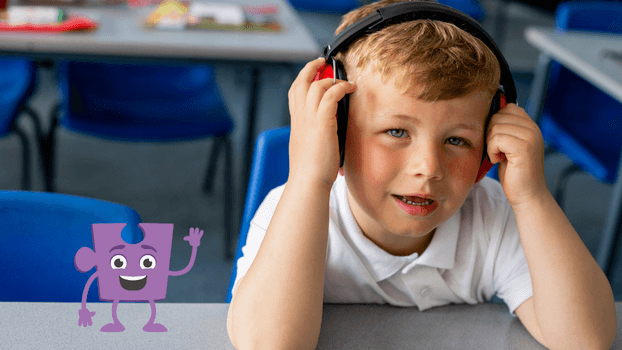 Boy with headphones on
