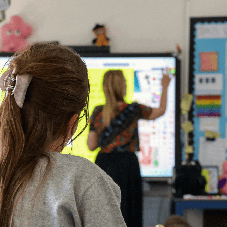 Pupil looking at a whiteboard
