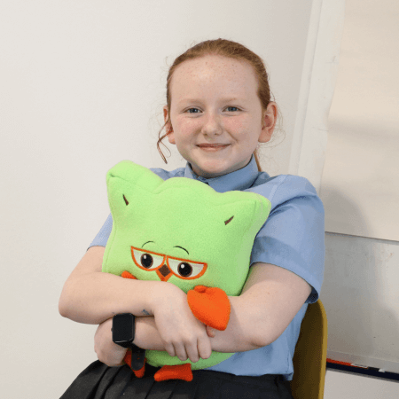 Girl holding a Jigsaw Owl