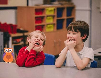 Two boys having fun together