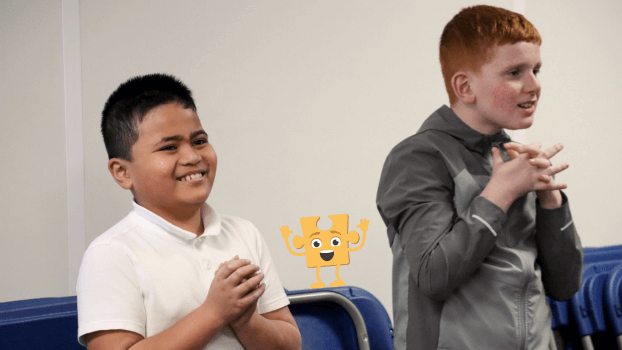 Two boys smiling together