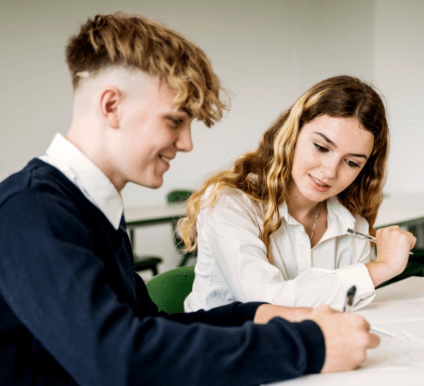 Two secondary pupils working together, wellbeing in schools