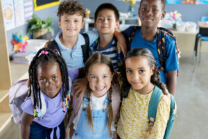 group of diverse kids